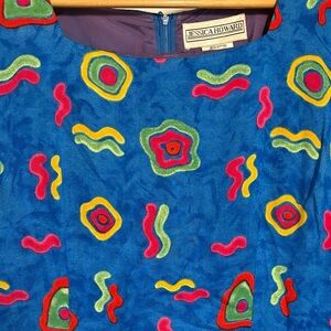 Jessica Howard Artsy y2k Blue Dress with Vibrant Patterns Size 12 tall.